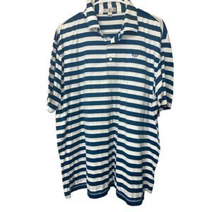 Mens Peter Milar 100% cotton golf polo short sleeves  size large blue & white